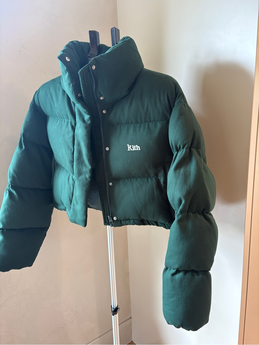 Kith Cropped Puffer Jacket in Deep Green